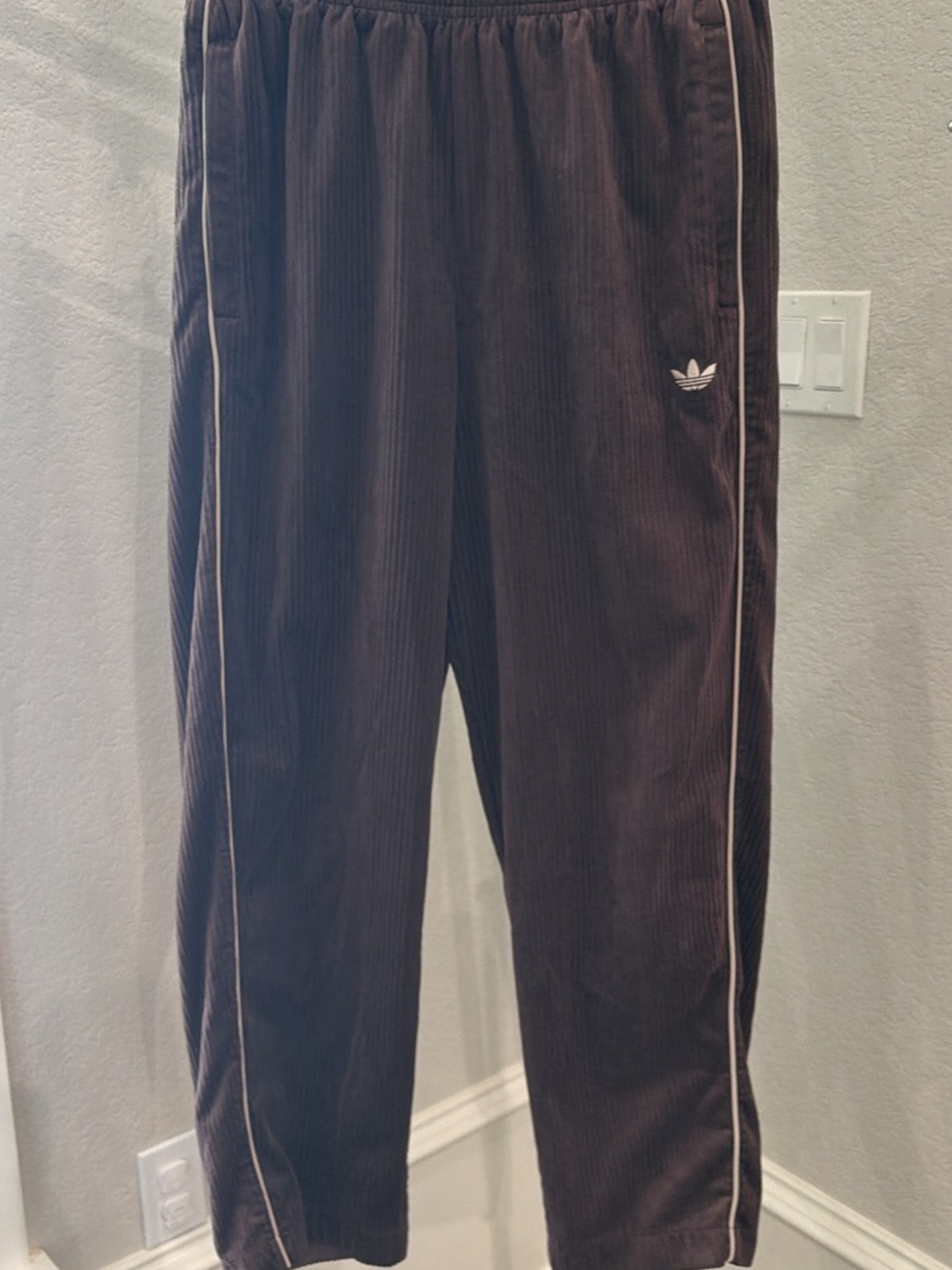 adidas Dark Brown Corduroy Pants with White Piping